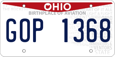 OH license plate GOP1368