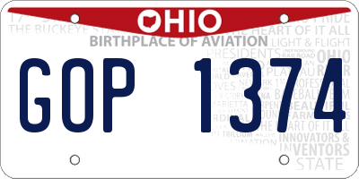 OH license plate GOP1374
