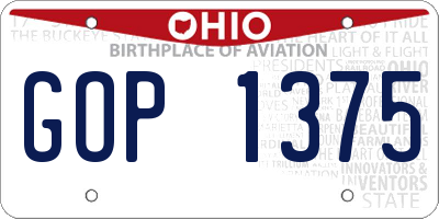 OH license plate GOP1375