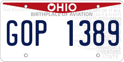 OH license plate GOP1389