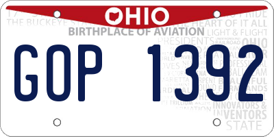 OH license plate GOP1392
