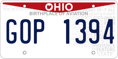 OH license plate GOP1394