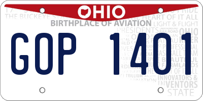 OH license plate GOP1401