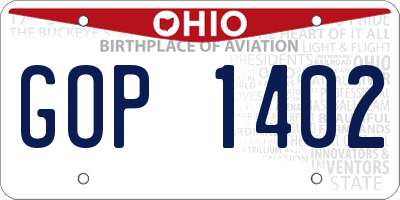 OH license plate GOP1402