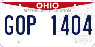 OH license plate GOP1404
