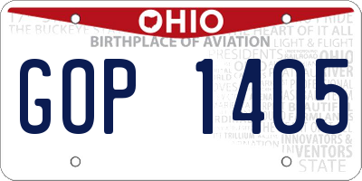 OH license plate GOP1405