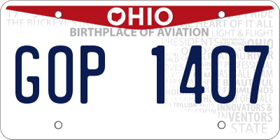OH license plate GOP1407