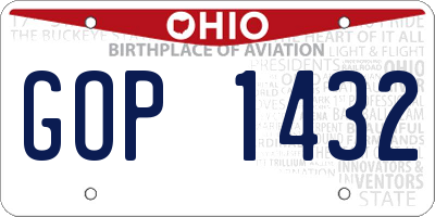 OH license plate GOP1432