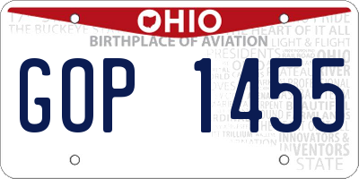 OH license plate GOP1455