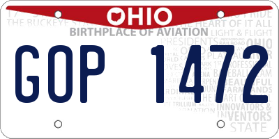OH license plate GOP1472