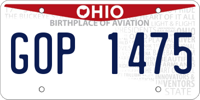 OH license plate GOP1475