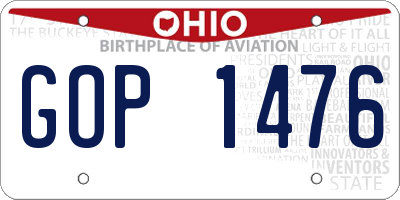 OH license plate GOP1476