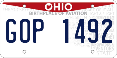 OH license plate GOP1492