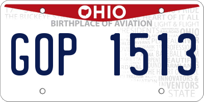 OH license plate GOP1513