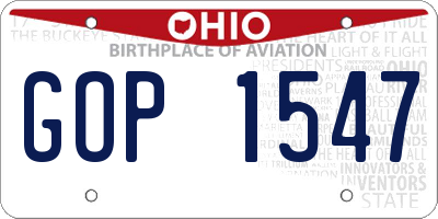 OH license plate GOP1547