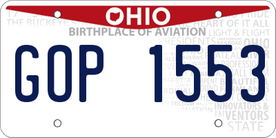 OH license plate GOP1553