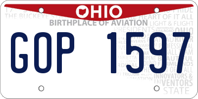 OH license plate GOP1597