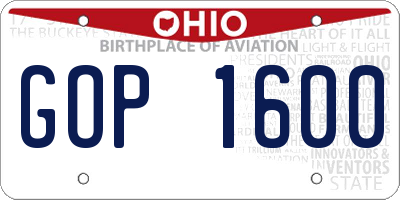 OH license plate GOP1600