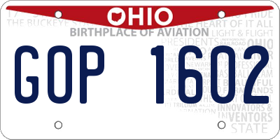 OH license plate GOP1602