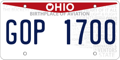 OH license plate GOP1700