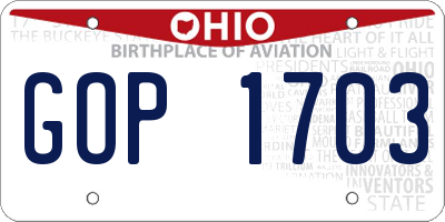 OH license plate GOP1703