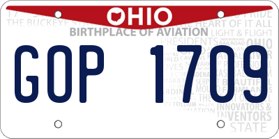 OH license plate GOP1709
