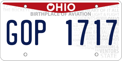 OH license plate GOP1717