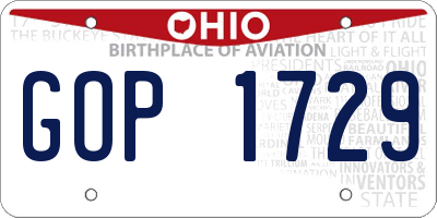 OH license plate GOP1729