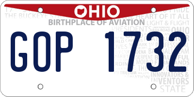 OH license plate GOP1732