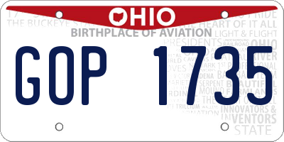 OH license plate GOP1735
