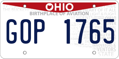 OH license plate GOP1765
