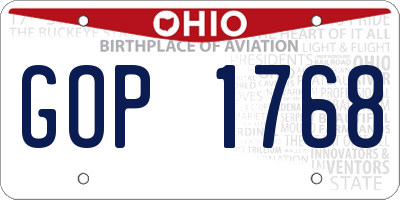 OH license plate GOP1768