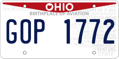 OH license plate GOP1772
