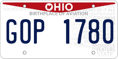 OH license plate GOP1780