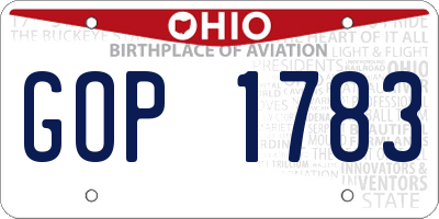 OH license plate GOP1783