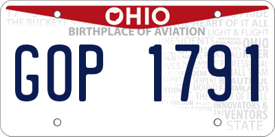 OH license plate GOP1791