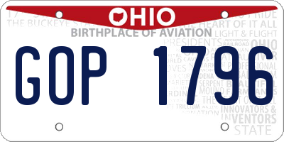 OH license plate GOP1796