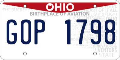 OH license plate GOP1798