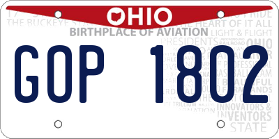 OH license plate GOP1802