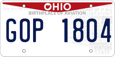 OH license plate GOP1804