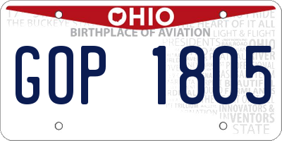 OH license plate GOP1805