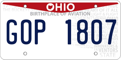 OH license plate GOP1807