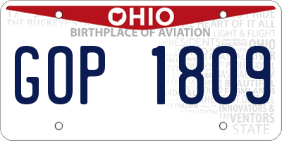 OH license plate GOP1809