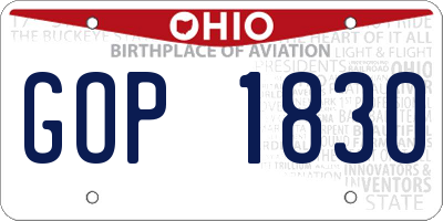OH license plate GOP1830