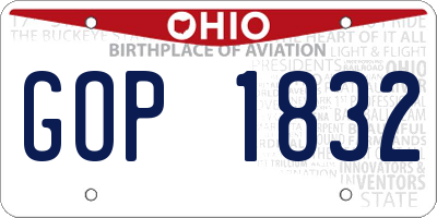 OH license plate GOP1832