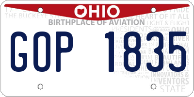 OH license plate GOP1835