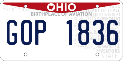 OH license plate GOP1836