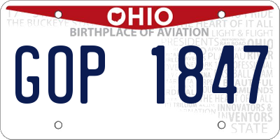OH license plate GOP1847