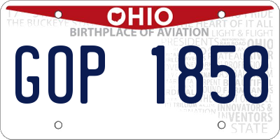 OH license plate GOP1858