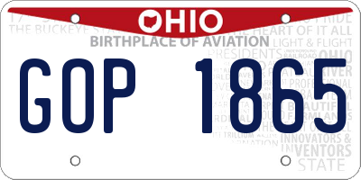 OH license plate GOP1865
